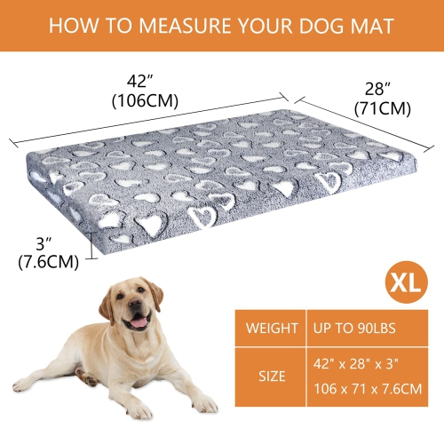 Dog Bed Mat Reversible(Cool & Soft), Stylish 42” Pet Bed Mattress for Dog Crate, Water Proof Linings, Removable Machine Washable Cover, Pet Bed for