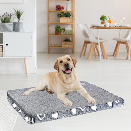 Dog Bed Mat Reversible(Cool & Soft), Stylish 42” Pet Bed Mattress for Dog Crate, Water Proof Linings, Removable Machine Washable Cover, Pet Bed for