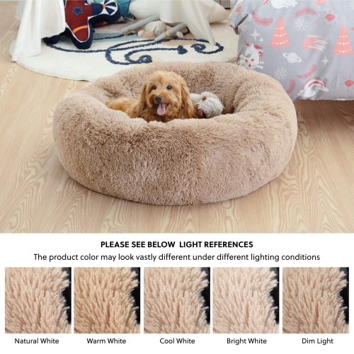 Small Dog Bed Washable - Self Calming Dog Beds - 23 inches Fluffy Donut Cuddler for Small/Medium Deep Sleep Cat up to 25lbs - Anti-Anxiety Indoor