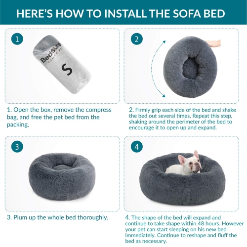 Small Dog Bed Washable - Self Calming Dog Beds - 23 inches Fluffy Donut Cuddler for Small Deep Sleep Cat up to 25lbs - Anti-Anxiety Indoor Round Dog