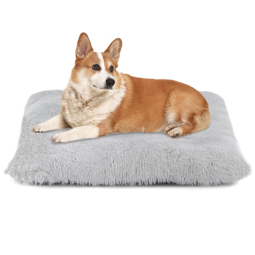 HLD Dog Bed Medium Washable - Calming Dog Crate Mat Bed for Medium Dogs, Fluffy Pet Pillow Bed for Dogs, M(30.7''x 21.6''), Light Grey