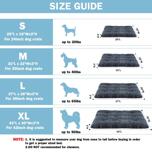 Small Dog Bed Washable - Calming Dog Crate Mat Bed for Small Breed Dogs, Fluffy Pet Pillow Bed for Dogs, S(25.2''x 19.9''), Dark Grey