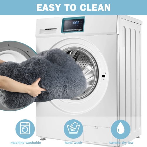 Small Dog Bed Washable - Calming Dog Crate Mat Bed for Small Breed Dogs, Fluffy Pet Pillow Bed for Dogs, S(25.2''x 19.9''), Dark Grey