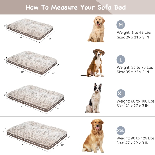 Fluffy Dog Bed for Large Medium Small Dogs Bottom Anti-Slip, Upper with PP-Padding Washable,Dog Crate Kennel Pad Mat,Plush Soft Pet Beds Memory Foam