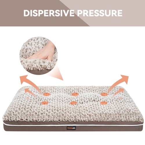 Fluffy Dog Bed for Large Medium Small Dogs Bottom Anti-Slip, Upper with PP-Padding Washable,Dog Crate Kennel Pad Mat,Plush Soft Pet Beds Memory Foam