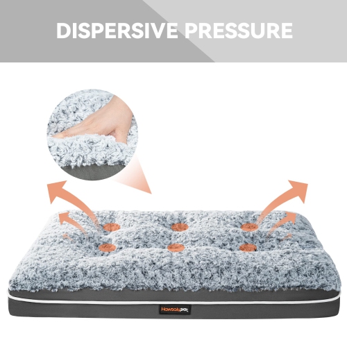 Fluffy Dog Bed for Large Medium Small Dogs Bottom Anti-Slip, Upper with PP-Padding Washable,Dog Crate Kennel Pad Mat,Plush Soft Pet Beds Memory Foam