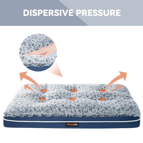 Fluffy Dog Bed for Large Medium Small Dogs Bottom Anti-Slip, Upper with PP-Padding Washable,Dog Crate Kennel Pad Mat,Plush Soft Pet Beds Memory Foam