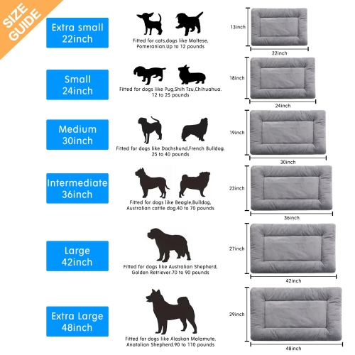 Dog Beds Crate Pad for Small Dogs Fit Metal Dog Crates,Ultra Soft Dog Crate Bed Washable & Anti-Slip Kennel Pad for Dogs Cozy Sleeping Mat,Gray 24inch