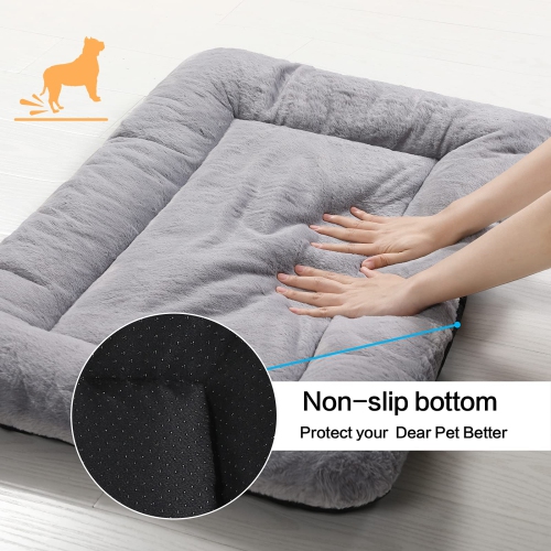 Dog Beds Crate Pad for Small Dogs Fit Metal Dog Crates,Ultra Soft Dog Crate Bed Washable & Anti-Slip Kennel Pad for Dogs Cozy Sleeping Mat,Gray 24inch