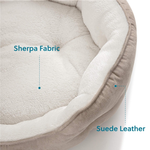 Small Dog Bed for Small Dogs Washable - Round Cat Beds for Indoor Cats, Round Pet Bed for Puppy and Kitten with Slip-Resistant Bottom, Camel, 20