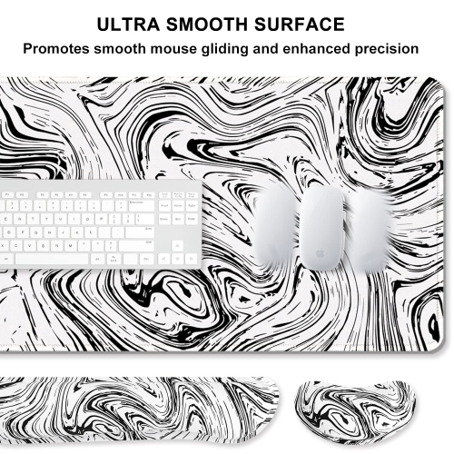 Keyboard Mouse Pad Set, XXL Large Desk Pad+Keyboard Wrist Rest+Mouse Wrist Cushion Support, Ergonomic Memory Foam, 35.5" x 15.7" Extended Mousepad,