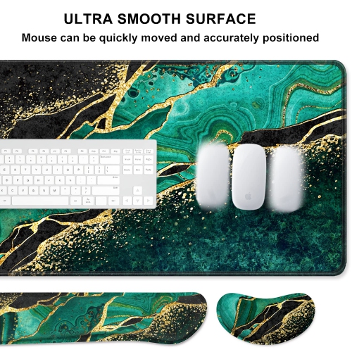 Keyboard Mouse Pad Set, XXL Large Desk Pad+Keyboard Wrist Rest+Mouse Wrist Cushion Support, Ergonomic Memory Foam, 35.5" x 15.7" Extended Mousepad,