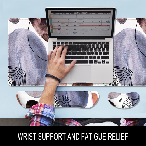 Keyboard Mouse Pad Set, XXL Large Desk Pad+Keyboard Wrist Rest+Mouse Wrist Cushion Support, Ergonomic Memory Foam, 35.5" x 15.7" Extended Mousepad,