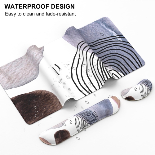 Keyboard Mouse Pad Set, XXL Large Desk Pad+Keyboard Wrist Rest+Mouse Wrist Cushion Support, Ergonomic Memory Foam, 35.5" x 15.7" Extended Mousepad,