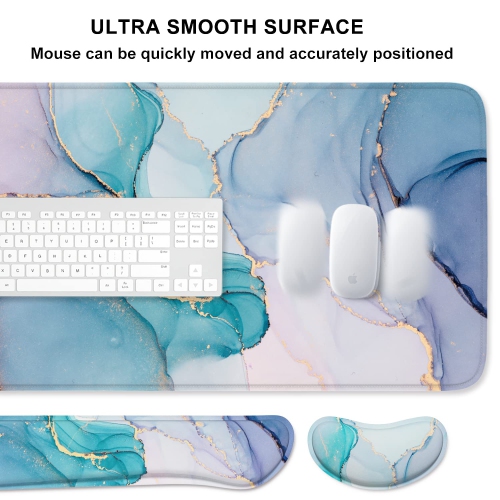 Keyboard Mouse Pad Set, XXL Large Desk Pad+Keyboard Wrist Rest+Mouse Wrist Cushion Support, Ergonomic Memory Foam, 35.5" x 15.7" Extended Mousepad,