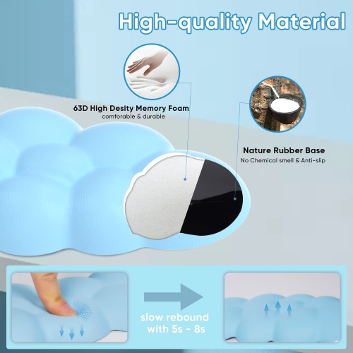 Cloud Keyboard Wrist Rest, Soft Leather Memory Foam Wrist Support/Cushion for Easy Typing and Pain Relief, Egronomic Anti-Slip Computer Palm Rest for