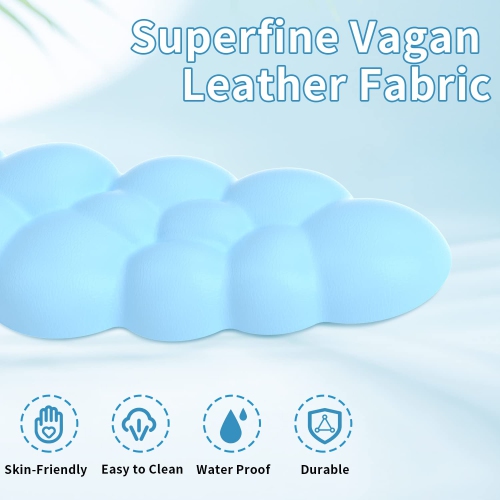 Cloud Keyboard Wrist Rest, Soft Leather Memory Foam Wrist Support/Cushion for Easy Typing and Pain Relief, Egronomic Anti-Slip Computer Palm Rest for