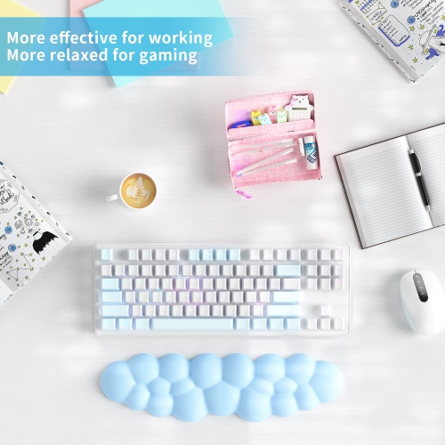 Cloud Keyboard Wrist Rest, Soft Leather Memory Foam Wrist Support/Cushion for Easy Typing and Pain Relief, Egronomic Anti-Slip Computer Palm Rest for