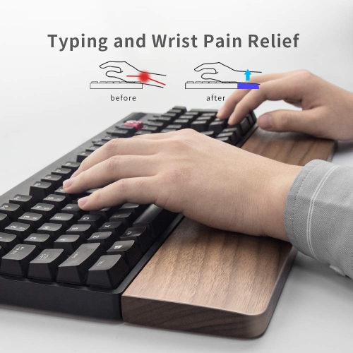 Walnut Wooden Keyboard Wrist Rest Vaydeer Ergonomic Gaming Desk Tenkeyless 87 Key Wrist Pad Support for Computer，Laptop Easy Typing Pain Relief