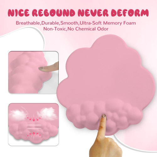 Gaming Mouse Pad Wrist Rest,Ergonomic Cloud Wrist Rest Mousepad with Gel Memory Foam,Non-Slip Rubber Base,Comfortable Mouse Pad for Home
