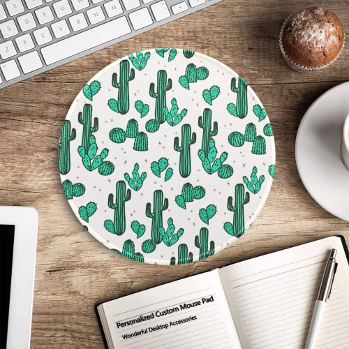 Mouse Pad Cute Cactus Pattern Premium-Textured Mouse Mat Gaming Mouse Pad Non-Slip Rubber Base Mousepad with Delicate Stitched Edge for Laptop,