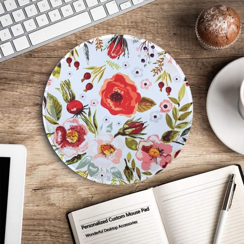 Mouse Pad Premium-Textured Mouse Mat Floral Mouse Pad Non-Slip Rubber Base Mousepad with Delicate Stitched Edge for Laptop, Computer & PC