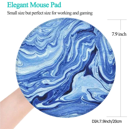 Mouse Pad, Non-Slip Rubber Base Mousepad with Stitched Edge, Gaming Round Mouse Pads, Waterproof Office Mouse Pad, Small Size 7.87 x 7.87 Inch, Blue