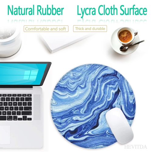 Mouse Pad, Non-Slip Rubber Base Mousepad with Stitched Edge, Gaming Round Mouse Pads, Waterproof Office Mouse Pad, Small Size 7.87 x 7.87 Inch, Blue