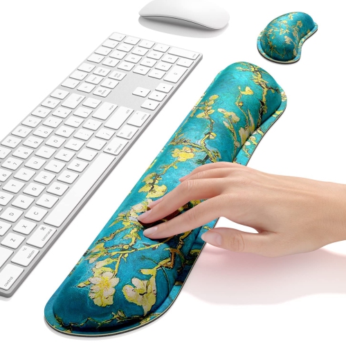 Enlarge Keyboard Wrist Rest Pad,Memory Foam Set Wrist Cushion Support for Easy Typing & Pain Relief,Mouse Wrist Pad, Anti-Slip Wrist Support for