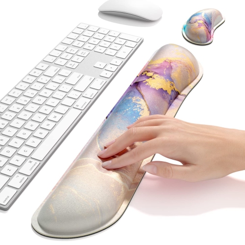 Enlarge Keyboard Wrist Rest Pad,Memory Foam Set Wrist Cushion Support for Easy Typing & Pain Relief,Mouse Wrist Pad, Anti-Slip Wrist Support for