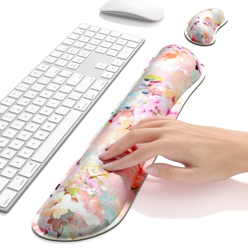 Enlarge Keyboard Wrist Rest Pad,Memory Foam Set Wrist Cushion Support for Easy Typing & Pain Relief,Mouse Wrist Pad, Anti-Slip Wrist Support for