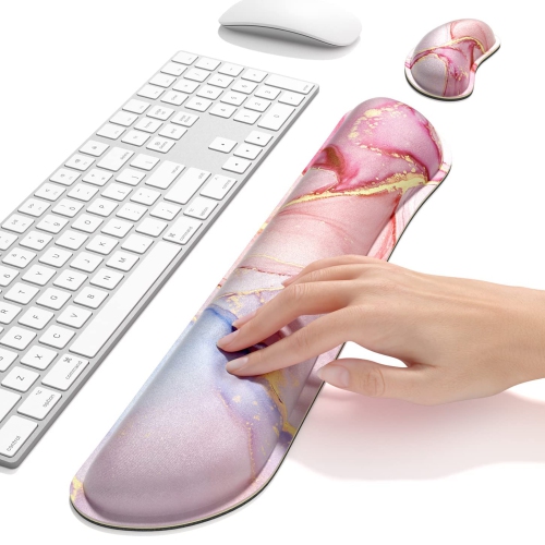 Enlarge Keyboard Wrist Rest Pad,Memory Foam Set Wrist Cushion Support for Easy Typing & Pain Relief,Mouse Wrist Pad, Anti-Slip Wrist Support for