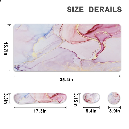 Grand tapis de souris 4-en-1, repose-poignet, long tapis de souris de jeu avec repose-poignets, tapis de bureau ergonomique antidérapant pour le