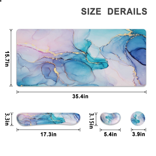 Grand tapis de souris 4-en-1, repose-poignet, long tapis de souris de jeu avec repose-poignets, tapis de bureau ergonomique antidérapant pour le