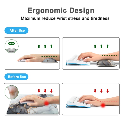Grand tapis de souris 4-en-1, repose-poignet, long tapis de souris de jeu avec repose-poignets, tapis de bureau ergonomique antidérapant pour le