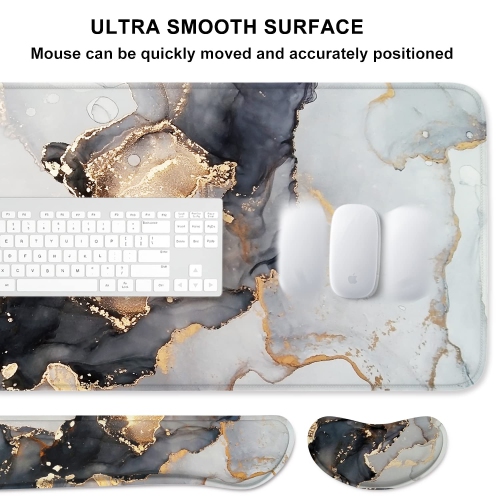 Keyboard Mouse Pad Set, XXL Large Desk Pad+Keyboard Wrist Rest+Mouse Wrist Cushion Support, Ergonomic Memory Foam, 35.5" x 15.7" Extended Mousepad,