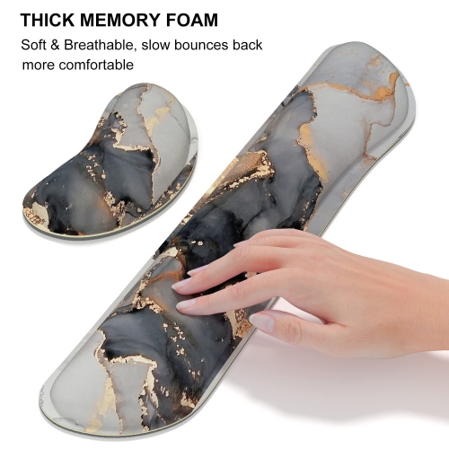 Keyboard Mouse Pad Set, XXL Large Desk Pad+Keyboard Wrist Rest+Mouse Wrist Cushion Support, Ergonomic Memory Foam, 35.5" x 15.7" Extended Mousepad,