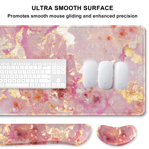 Keyboard Mouse Pad Set, XXL Large Desk Pad+Keyboard Wrist Rest+Mouse Wrist Cushion Support, Ergonomic Memory Foam, 35.5" x 15.7" Extended Mousepad,