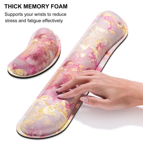 Keyboard Mouse Pad Set, XXL Large Desk Pad+Keyboard Wrist Rest+Mouse Wrist Cushion Support, Ergonomic Memory Foam, 35.5" x 15.7" Extended Mousepad,