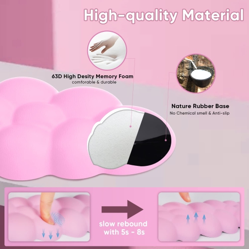 Cloud Keyboard Wrist Rest, Soft Leather Memory Foam Wrist Support/Cushion for Easy Typing and Pain Relief, Egronomic Anti-Slip Computer Palm Rest for