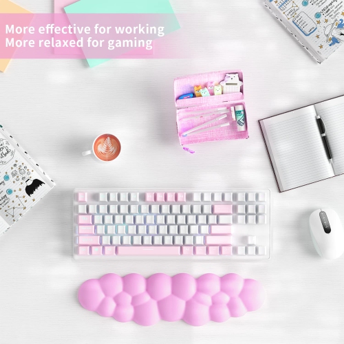 Cloud Keyboard Wrist Rest, Soft Leather Memory Foam Wrist Support/Cushion for Easy Typing and Pain Relief, Egronomic Anti-Slip Computer Palm Rest for