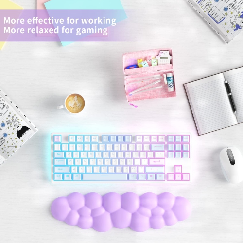 Cloud Keyboard Wrist Rest, Soft Leather Memory Foam Wrist Support/Cushion for Easy Typing and Pain Relief, Egronomic Anti-Slip Computer Palm Rest for