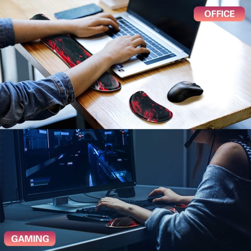 Keyboard Wrist Rest, Keyboard Wrist Rest Pad and Mouse Wrist Rest Kit, Soft Fabric Memory Foam Gaming Wrist Rest Cushion Support Pad, Easy Typing