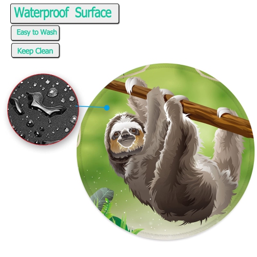 Mouse Pad, Cute Sloth Pattern Round Mouse Pads, Non-Slip Rubber Base Mousepad with Delicate Stitched Edge, Gaming Mouse Pad for Laptop, Computer & PC