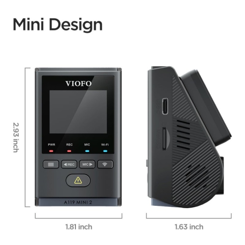 VIOFO A119 Mini 2 Dash Cam - 2K 60fps/HDR 30fps, STARVIS 2 Sensor, Voice Control, 5GHz Wi-Fi GPS, Night Vision 2.0, Buffered Parking Mode,