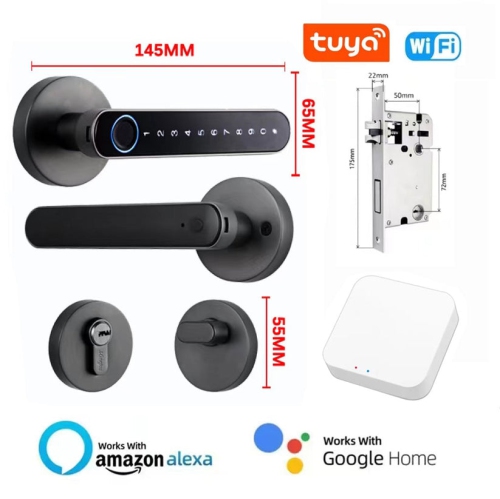 ISPEKTRUM iSM06 Biometric Smart Door Lock with Keypad Keyless Entry Fingerprint Door Handlesets, Passcodes, Keys Unlock for Home, Apartment, Office,