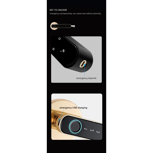 ISPEKTRUM iSM06 Biometric Smart Door Lock with Keypad Keyless Entry Fingerprint Door Handlesets, Passcodes, Keys Unlock for Home, Apartment, Office,