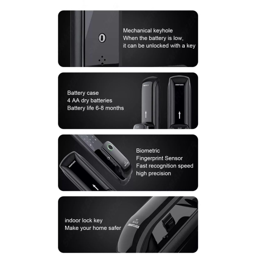 ISPEKTRUM iSM08 Biometric Smart Door Lock with Keypad Keyless Entry Fingerprint Door Handlesets, Passcodes, Keys Unlock for Home, Apartment, Office,