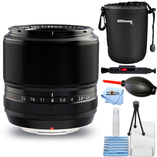 FUJIFILM  Xf 60MM F/2.4 R Macro Lens 16240767 - 6PC Accessory Bundle