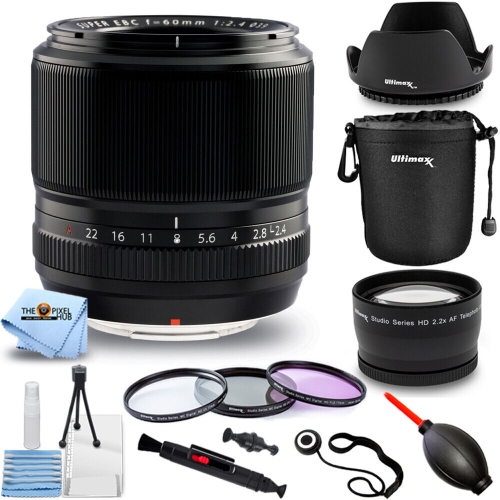 FUJIFILM  Xf 60MM F/2.4 R Macro Lens 16240767 - 10PC Accessory Bundle